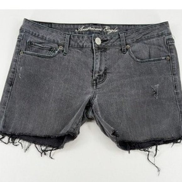 American Eagle Outfitters Pants - American Eagle Gray Distressed Cutoff Denim Shorts Skinny Size 8